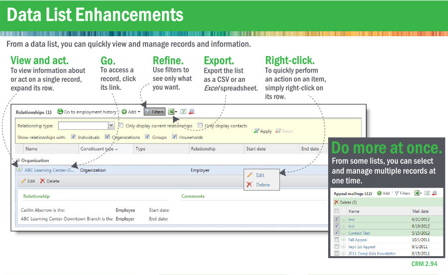 Data list enhancements