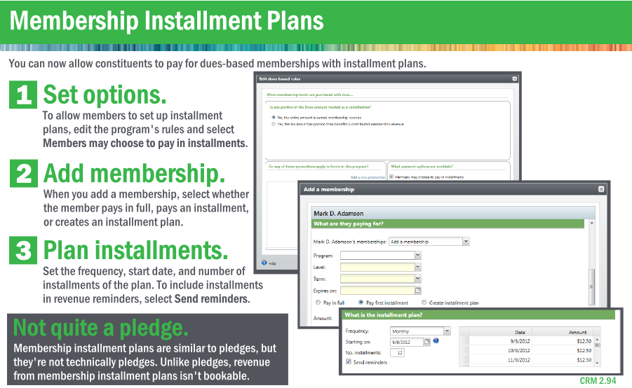 Membership installment plans