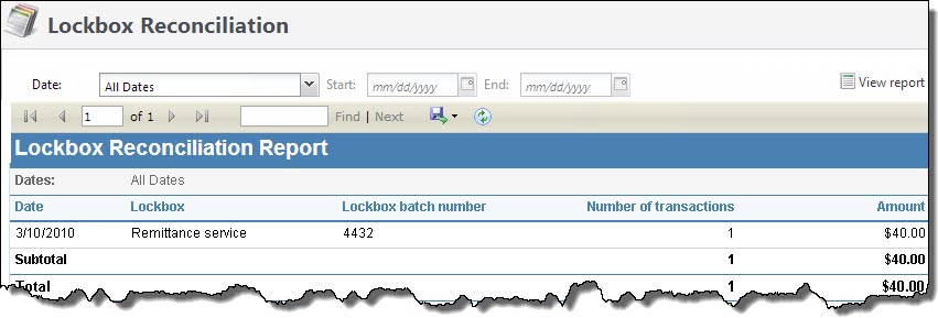 Lockbox Reconciliation report