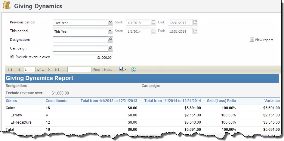 giving dynamics report