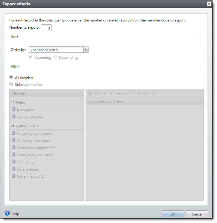 Export Definitions and Query Comparison