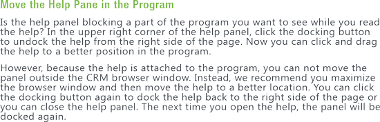 Move the help pane in the program