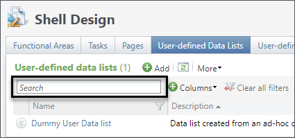 Search the User-Defined Data Lists tab.