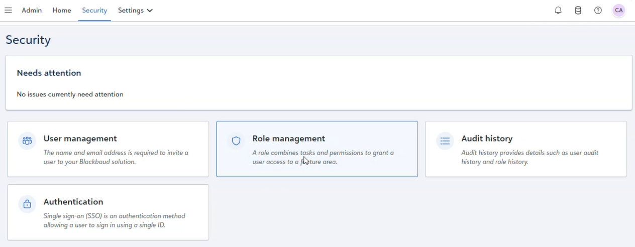 From Admin, select Security and then Role management. 