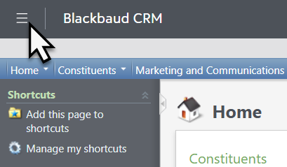 Select the service menu from the omnibar navigation
