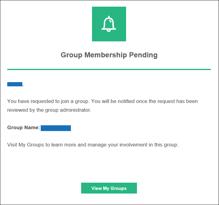 Example of the Group Request to Join email