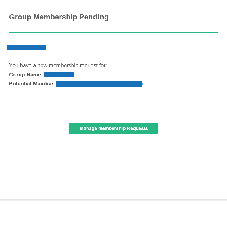 Example of the New Membership Request email