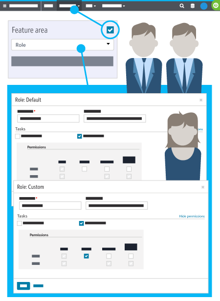 Application feature area and security sections