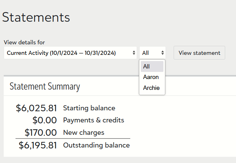 Billing statement