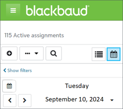 image shows the mobile view of a student's assignment center with the date and active assignments