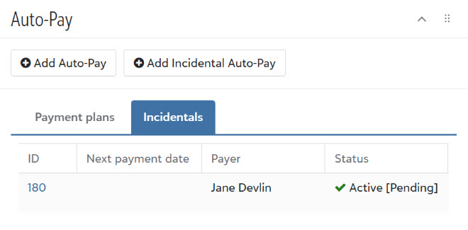 Incidentals tab
