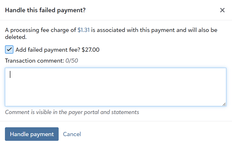 Add a failed payment fee when you handle a failed payment