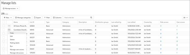 EAP Basic and Advanced Lists