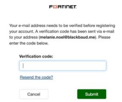 Enter verification code and select Submit