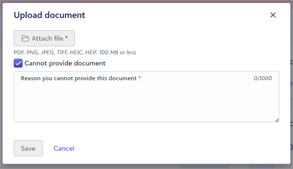 Parents can explain why they cannot provide a required document