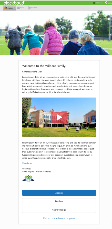 Show a welcome message with customized buttons