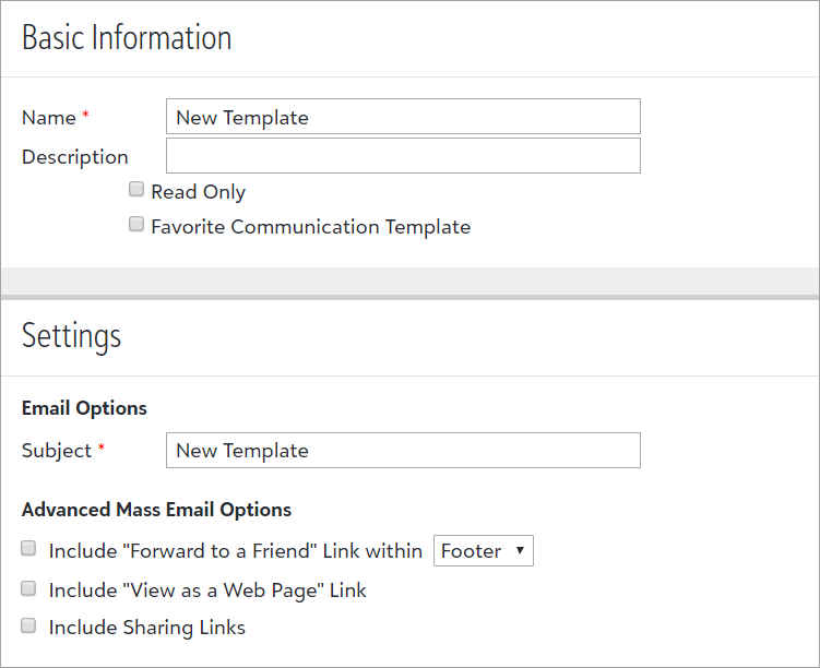 Drag-n-drop template Settings step