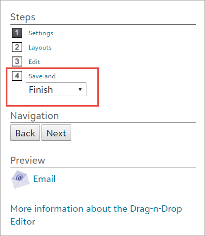 Drag and Drop template Save step