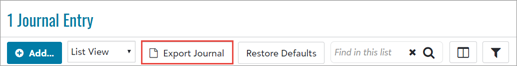 Export Journal button