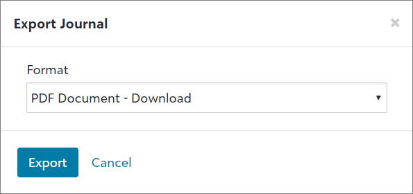 Export Journal screen