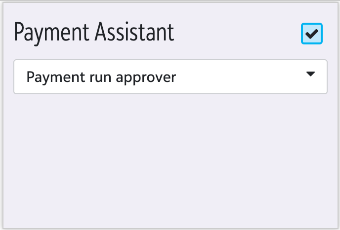 Select a Payment Assistant role to assign to the user.