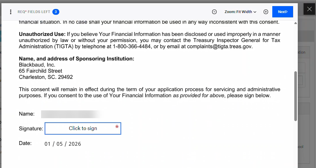 Halcyon Consent Form Click to Sign field 