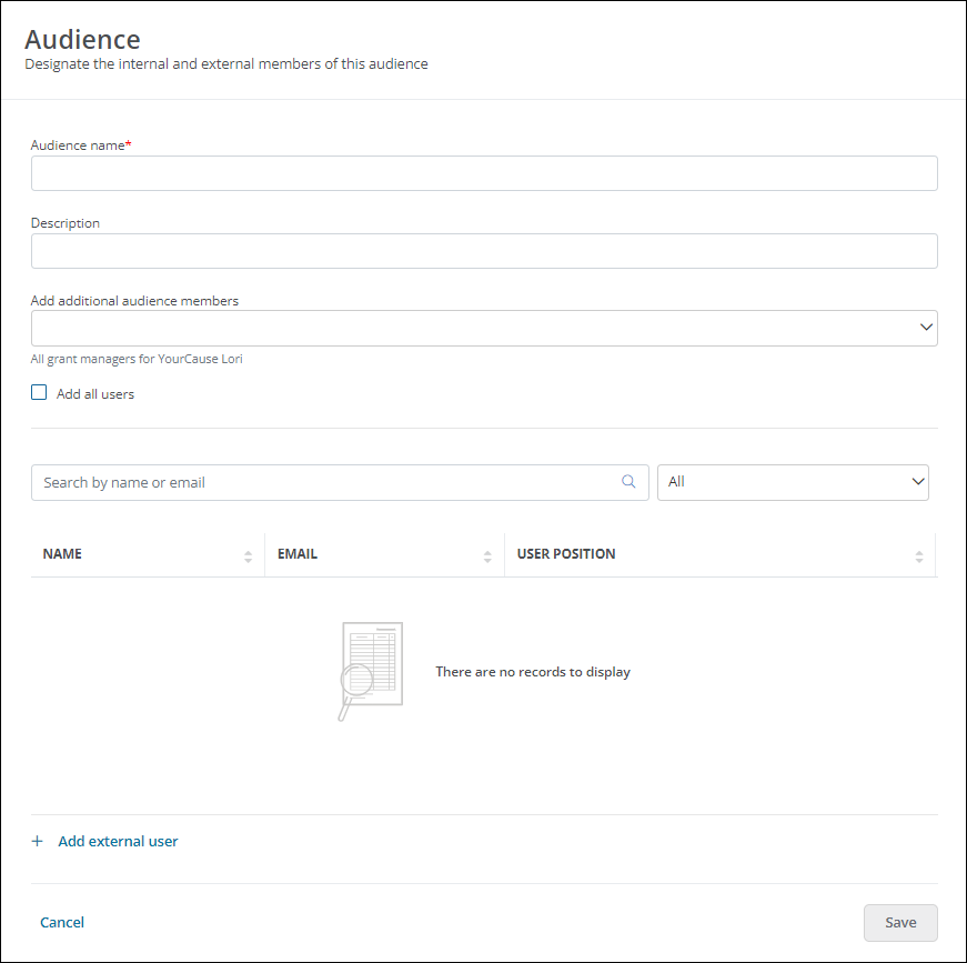 Create new audience