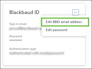 Edit BBID email address link in Blackbaud ID user profile