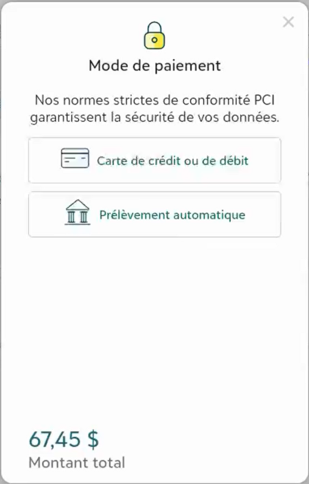 Canadian Direct Debit Modal Choice