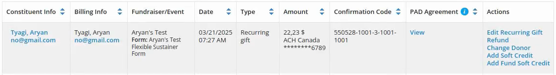 Select View under the PAD Agreement column header