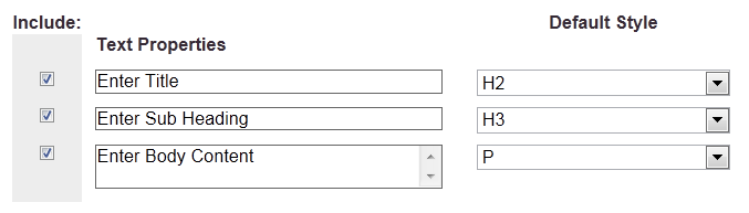 Express email template predefined block elements