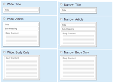 Express text and image options available for wide template blocks only