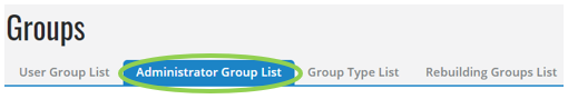 Administrator Group List tab