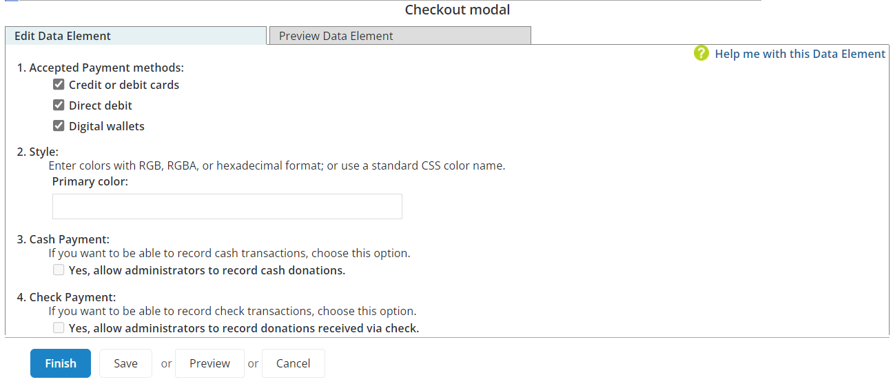 Save data element