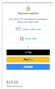 Image of the checkout payment screen