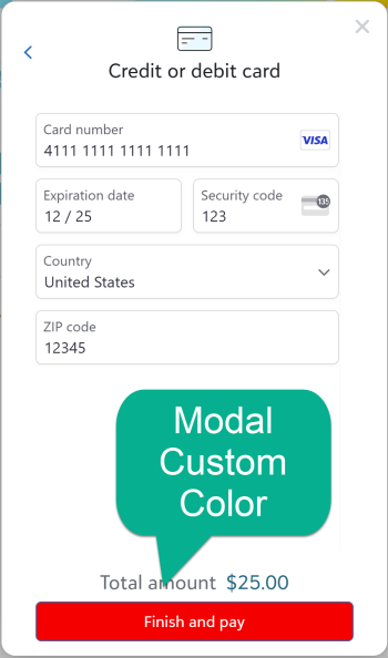 Checkout modal custom button color