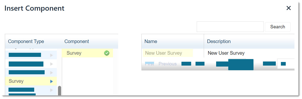 Screenshot Component Selection Window