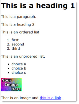 HTML example code preview