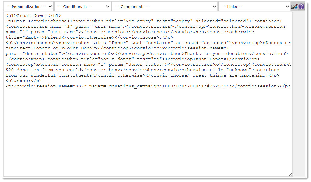 Example of the plain text editor.