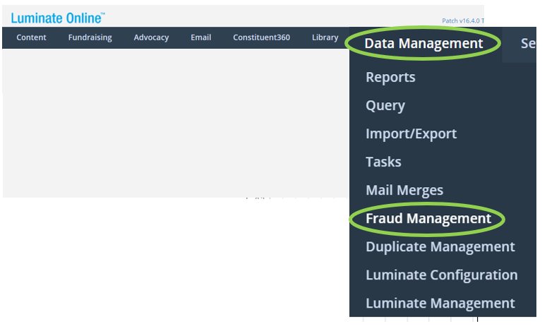 Click Data Management > Fraud Management.