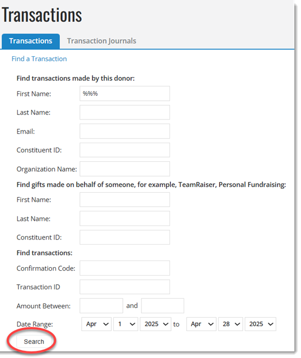 Search located below Data Range input.