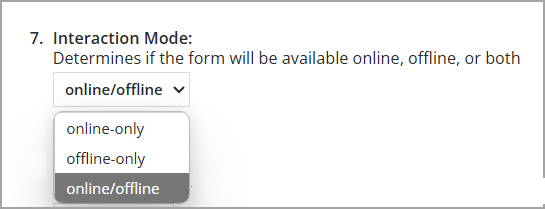 Configuration setting for offline forms