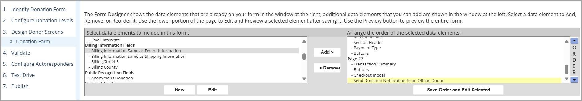Offline configuration Notify donors