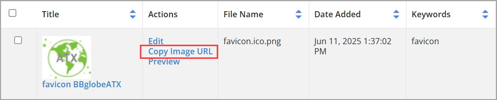 Copy Image URL option in Image Library