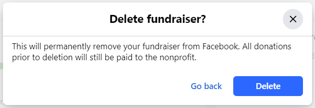 Facebook delete confirmation