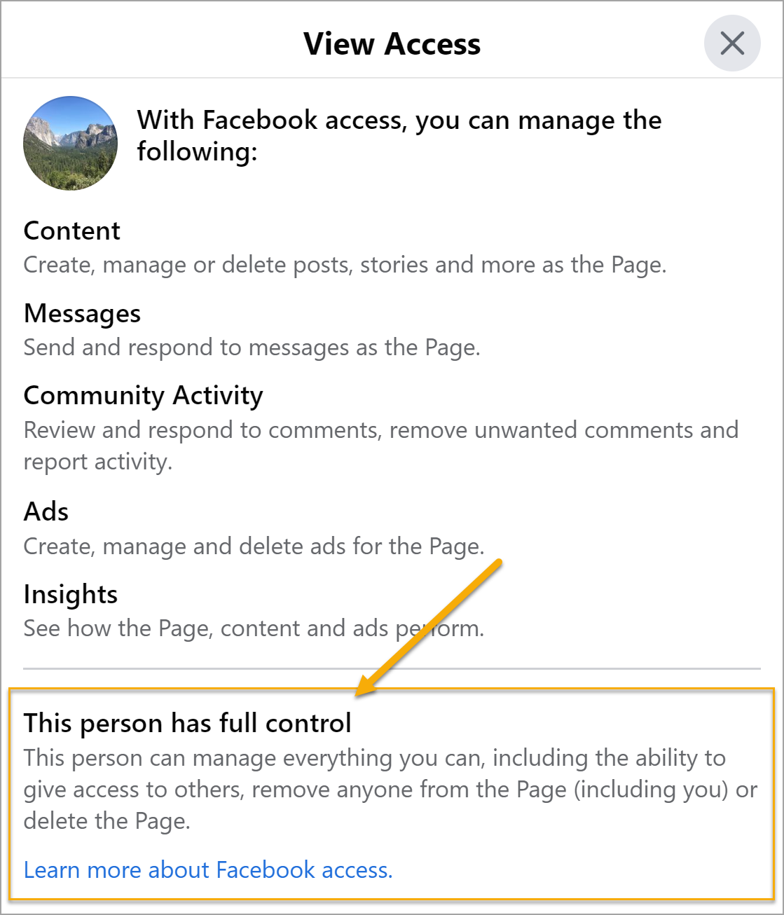 Facebook full control access
