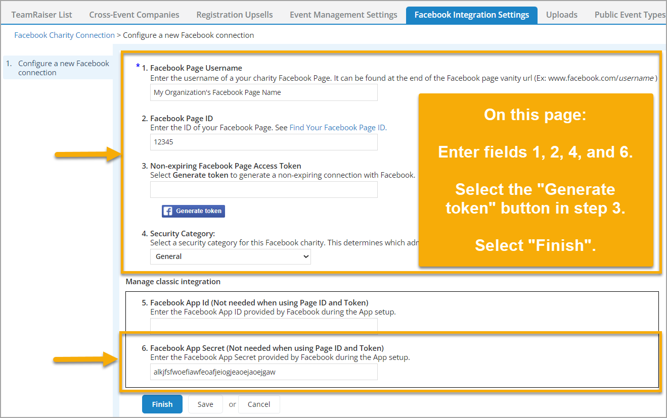 Facebook token secret