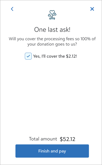 Donor Cover ask on a donation form