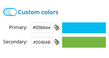 Custom color selector with color-picker options for primary and secondary colors