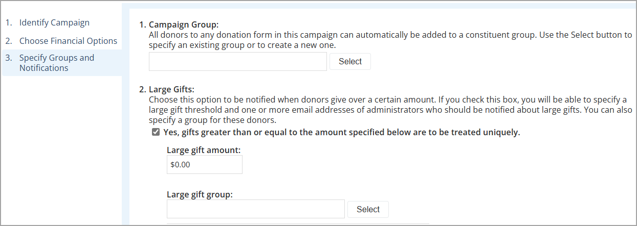 create large donation group